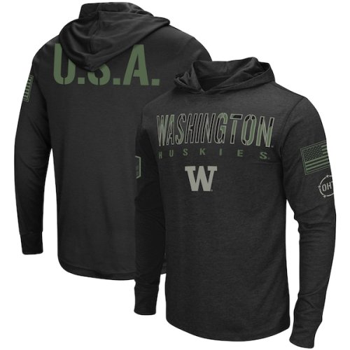 Washington Huskies Colosseum OHT Military Appreciation Hoodie Long Sleeve T-Shirt - Black