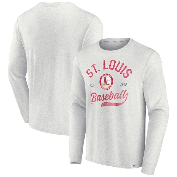 St. Louis Cardinals Fanatics Branded True Classics Game Maker Long Sleeve T-Shirt - Heathered Gray