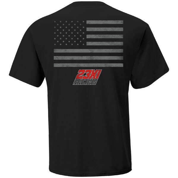 Bubba Wallace Checkered Flag Tonal Patriotic Flag T-Shirt - Black