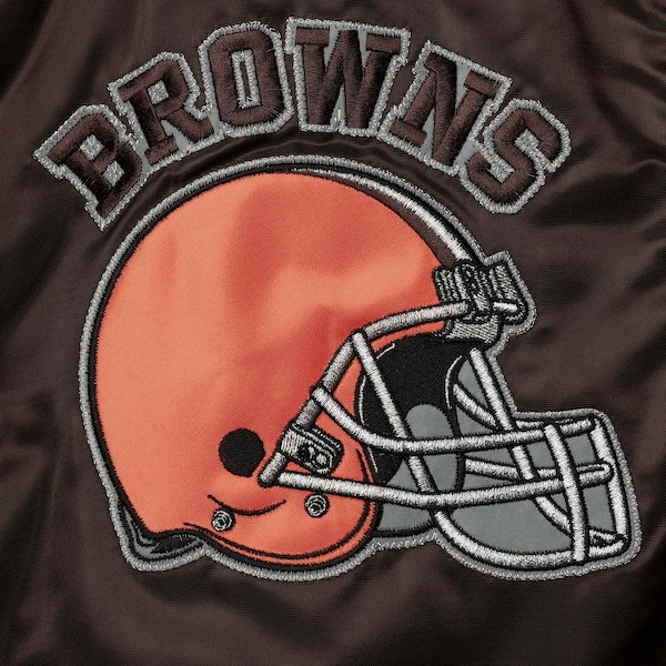 Cleveland Browns Starter Locker Room Throwback Satin Varsity Full-Snap Jacket - Brown/Orange
