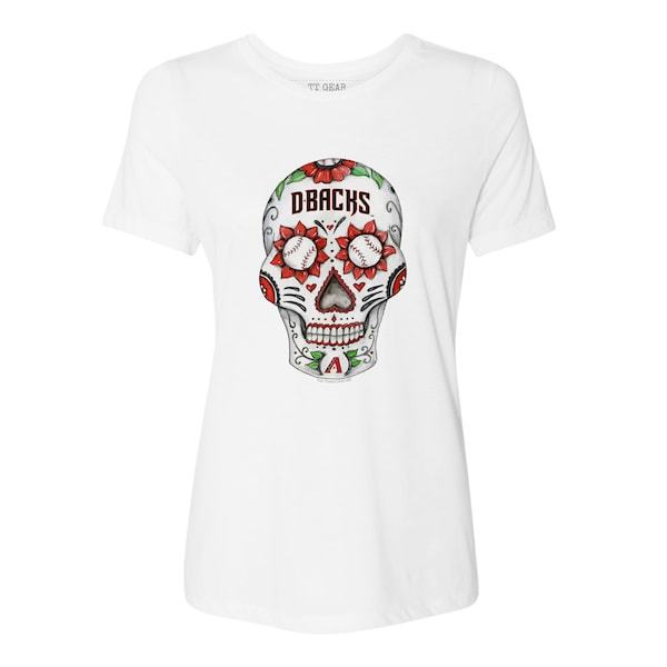 Arizona Diamondbacks Tiny Turnip Women's Sugar Skull T-Shirt - White