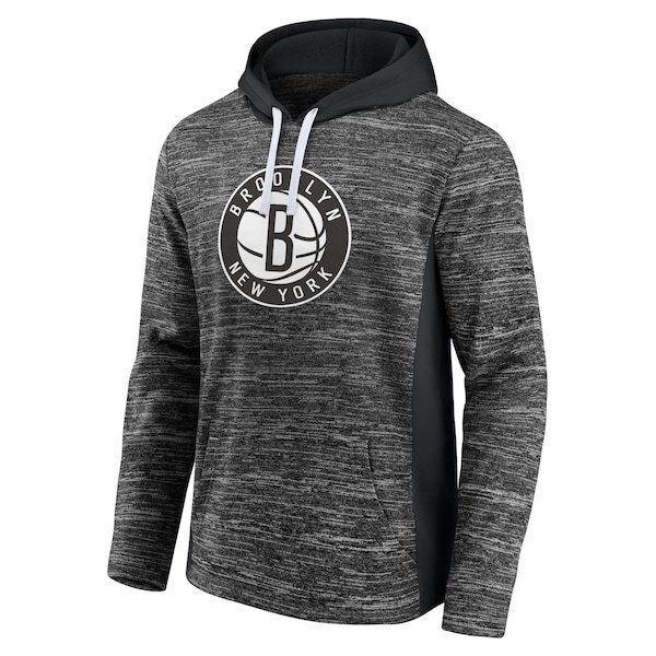 Brooklyn Nets Fanatics Branded Instant Replay Colorblocked Pullover Hoodie - Heathered Charcoal/Black