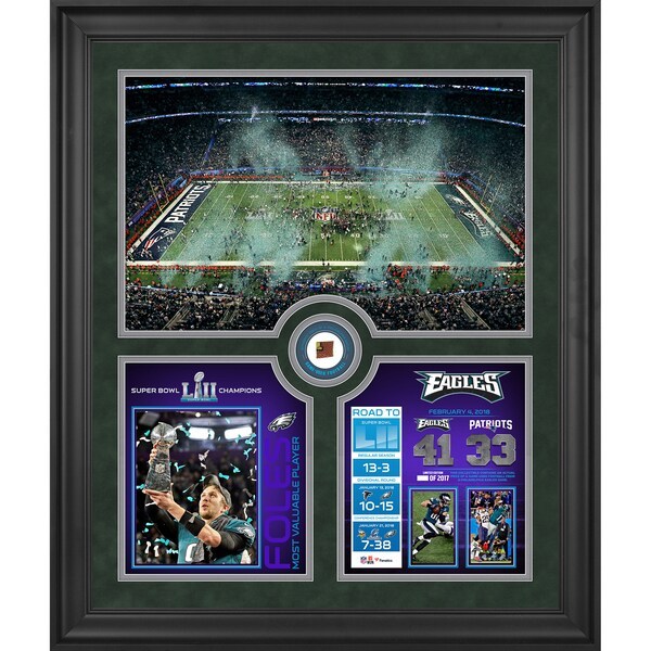 Philadelphia Eagles Fanatics Authentic Framed 23" x 27" Super Bowl LII Champions Team Collage with a Piece of Game-Used Football - Limited Edition of 2017