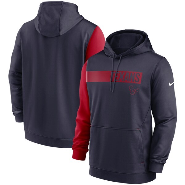 Houston Texans Nike Colorblock Performance Pullover Hoodie - Navy/Red