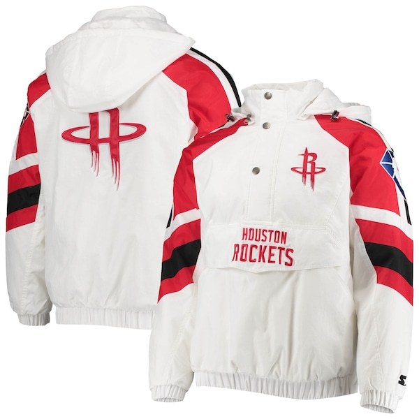 Houston Rockets Starter The Pro III Quarter-Zip Hoodie Jacket - White/Red