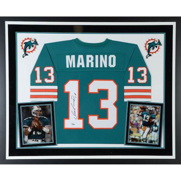 Dan Marino Miami Dolphins Fanatics Authentic Deluxe Framed Autographed Mitchell & Ness Teal Replica Jersey