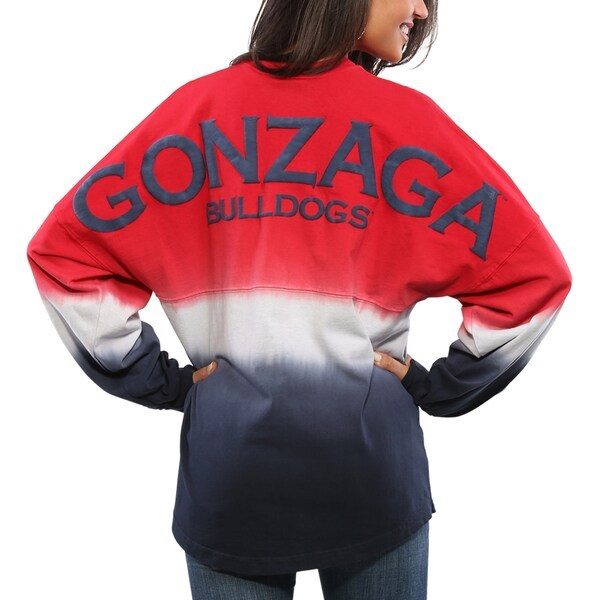 Gonzaga Bulldogs Women's Ombre Long Sleeve Dip-Dyed Spirit Jersey - Red