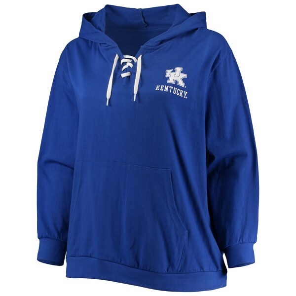 Kentucky Wildcats Women's Plus Size Wordmark Lace-Up Pullover Hoodie - Royal