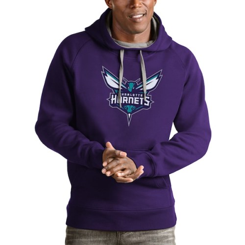 Charlotte Hornets Antigua Logo Victory Pullover Hoodie - Purple