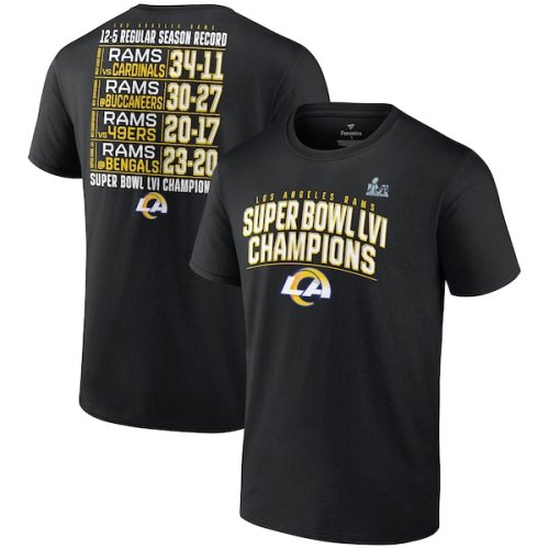 Los Angeles Rams Fanatics Branded Super Bowl LVI Champions Schedule T-Shirt - Black
