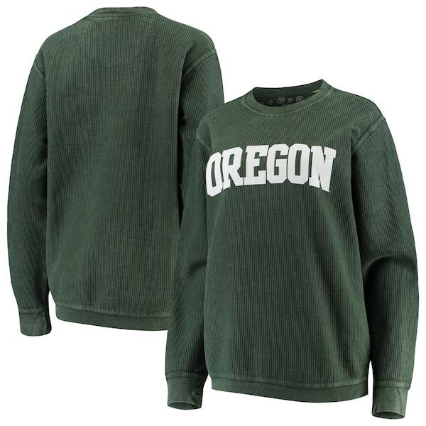 Oregon Ducks Pressbox Women's Comfy Cord Vintage Wash Basic Arch Pullover Sweatshirt - Green