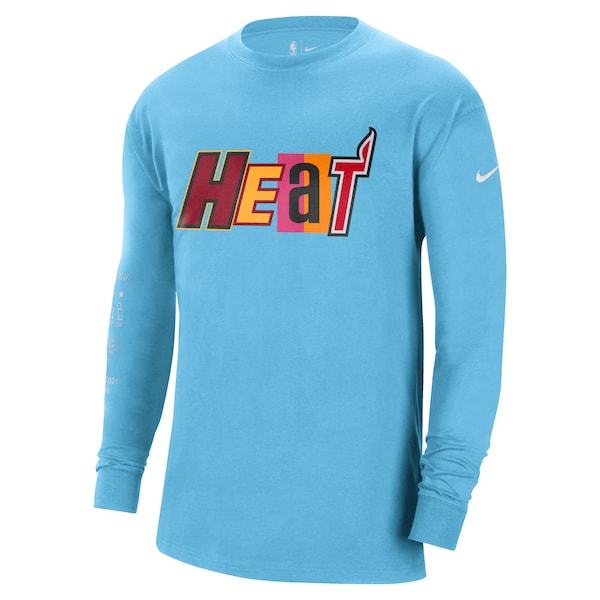 Miami Heat Nike 2021/22 City Edition Courtside Heavyweight Moments Long Sleeve T-Shirt - Light Blue