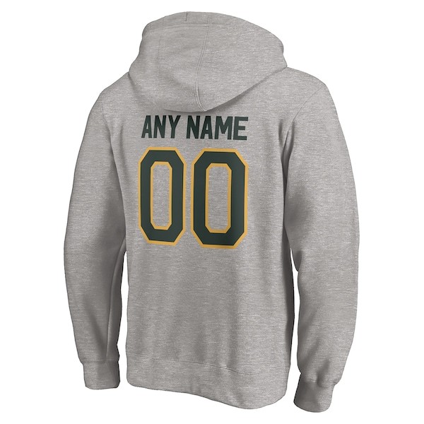 Green Bay Packers Fanatics Branded Personalized Winning Streak Logo Name & Number Pullover Hoodie - Heathered Gray