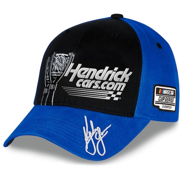 Kyle Larson Hendrick Motorsports Team Collection 2021 NASCAR Cup Series Champion HendrickCars.com Trophy Adjustable Hat - Black/Royal