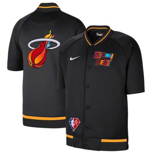Miami Heat Nike 2021/22 City Edition Therma Flex Showtime Short Sleeve Full-Snap Bomber Jacket - Black/White