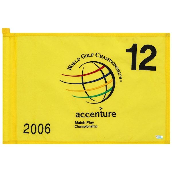 PGA TOUR Fanatics Authentic Event-Used #12 Yellow Pin Flag from The Accenture Match Play Championship on February 23rd to 26th, 2006