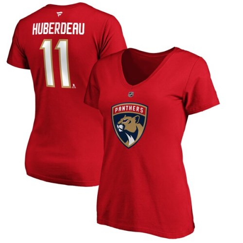 Jonathan Huberdeau Florida Panthers Fanatics Branded Women's Authentic Stack Name & Number V-Neck T-Shirt - Red