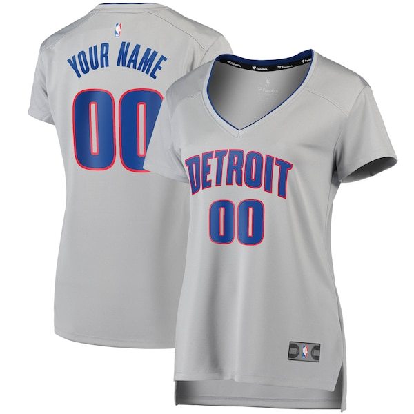 Detroit Pistons Fanatics Branded Women's Fast Break Replica Custom Jersey Silver - Statement Edition