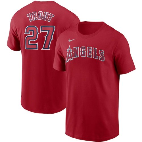 Mike Trout Los Angeles Angels Nike Name & Number T-Shirt - Red