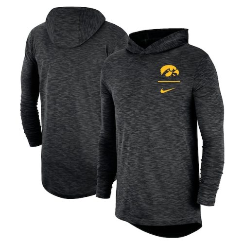 Iowa Hawkeyes Nike Slub Space-Dye Performance Long Sleeve Hoodie T-Shirt - Black