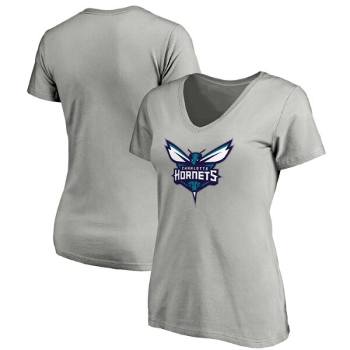 Charlotte Hornets Fanatics Branded Women's Primary Logo Team V-Neck T-Shirt - Heathered Gray