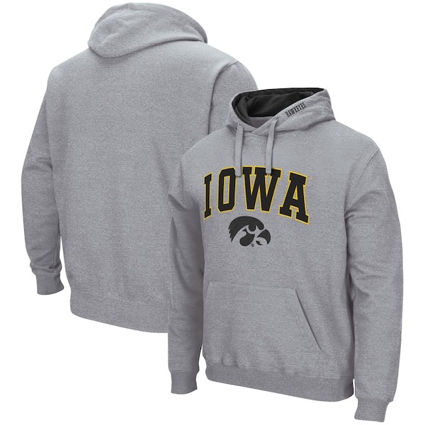 Iowa Hawkeyes Colosseum Arch & Logo 3.0 Pullover Hoodie - Heathered Gray