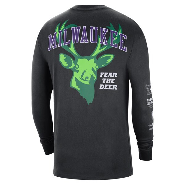 Milwaukee Bucks Nike 2021/22 City Edition Courtside Heavyweight Moments Long Sleeve T-Shirt - Black