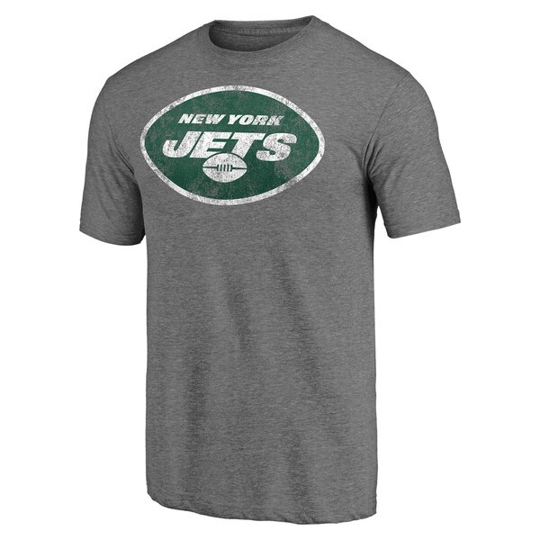 New York Jets Fanatics Branded Personalized Heritage Name & Number Tri-Blend T-Shirt - Heathered Gray