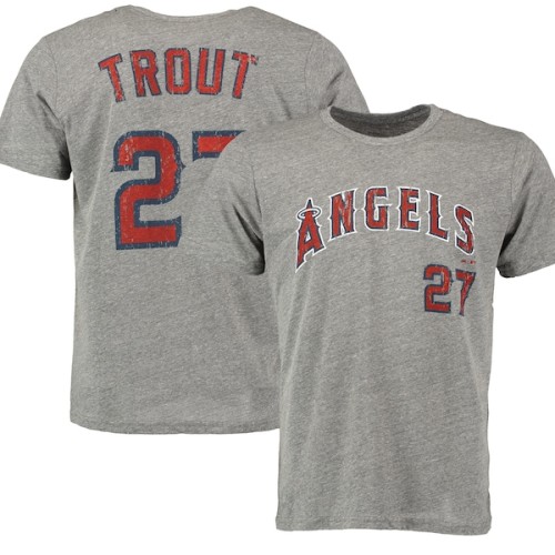 Mike Trout Los Angeles Angels Majestic Threads Premium Tri-Blend Name & Number T-Shirt - Gray
