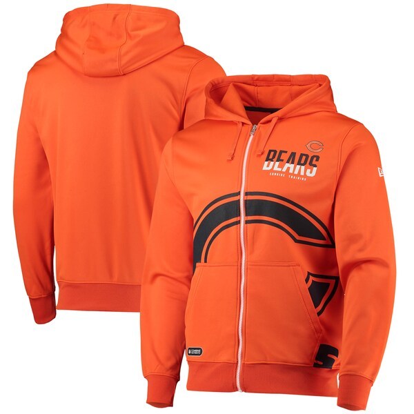 Chicago Bears New Era Drill Combine Authentic Full-Zip Hoodie Jacket - Orange