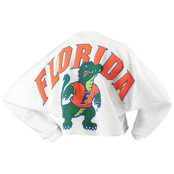 Florida Gators Women's Raw Hem Cropped Spirit Jersey Long Sleeve T-Shirt - White