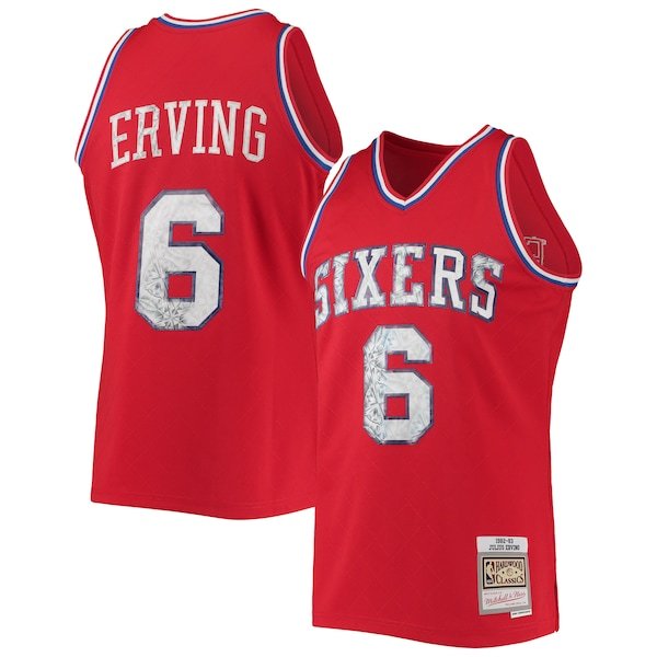 Julius Erving Philadelphia 76ers Mitchell & Ness 1982-83 Hardwood Classics 75th Anniversary Diamond Swingman Jersey - Red
