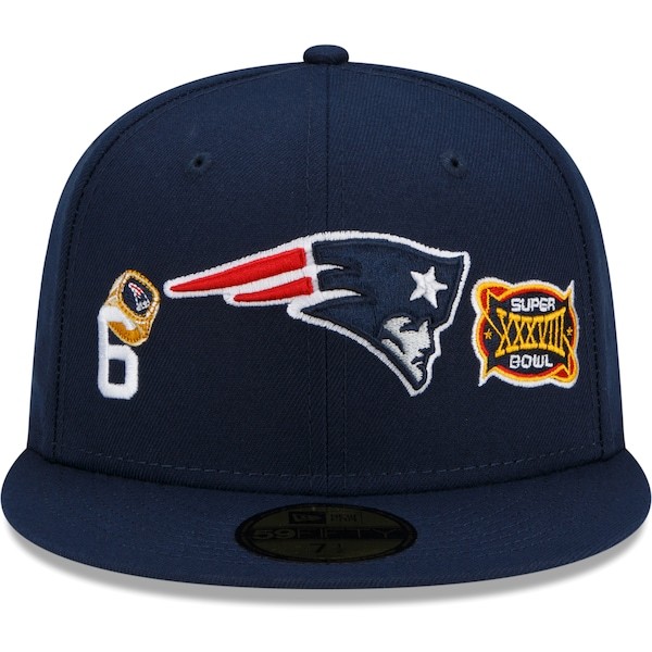 New England Patriots New Era 6x Super Bowl Champions Count The Rings 59FIFTY Fitted Hat - Navy