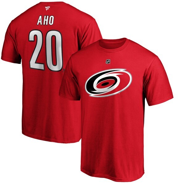 Sebastian Aho Carolina Hurricanes Fanatics Branded Authentic Stack Player Name & Number T-Shirt - Red