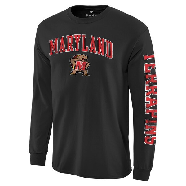 Maryland Terrapins Fanatics Branded Distressed Arch Over Logo Long Sleeve Hit T-Shirt - Black