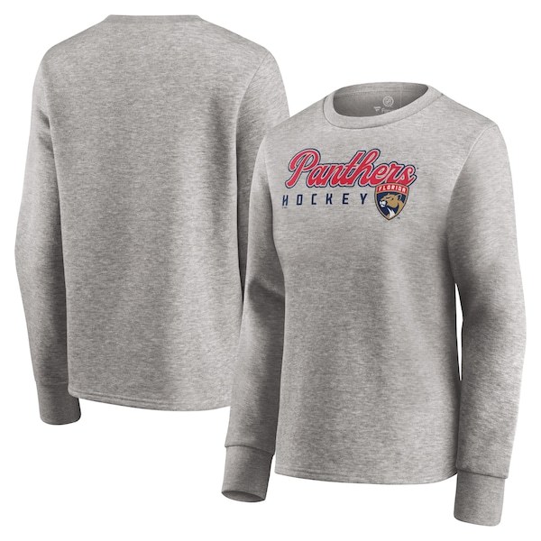 Florida Panthers Fanatics Branded Women's Fan Favorite Script Pullover Sweatshirt - Heathered Gray