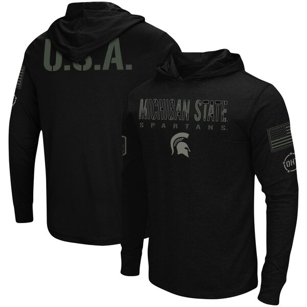Michigan State Spartans Colosseum OHT Military Appreciation Hoodie Long Sleeve T-Shirt - Black