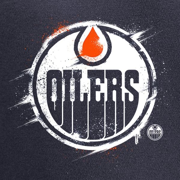 Edmonton Oilers Fanatics Branded Splatter Logo Pullover Hoodie - Navy
