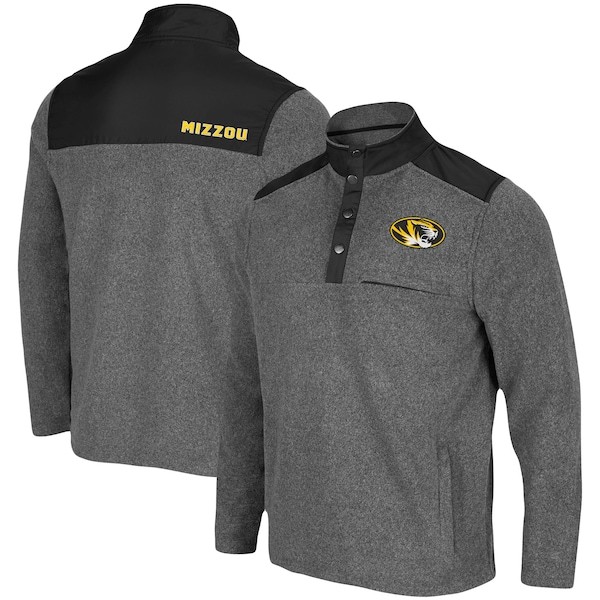 Missouri Tigers Colosseum Huff Snap Pullover - Heathered Charcoal/Black