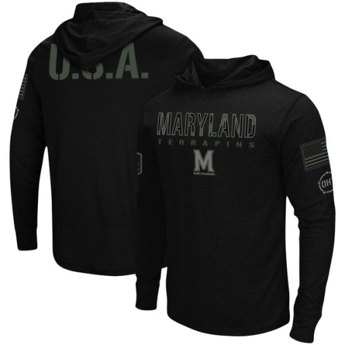 Maryland Terrapins Colosseum OHT Military Appreciation Hoodie Long Sleeve T-Shirt - Black