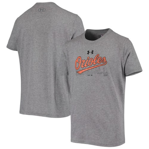 Baltimore Orioles Under Armour Youth Overprint Wordmark Charged Performance T-Shirt - Heathered Gray