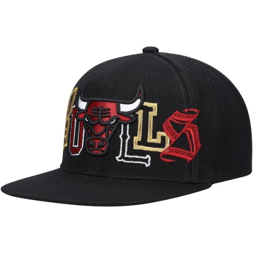 Chicago Bulls Mitchell & Ness Hype Type Snapback Hat - Black