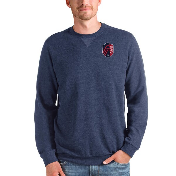 St. Louis City SC Antigua Reward Crewneck Pullover Sweatshirt - Heathered Navy