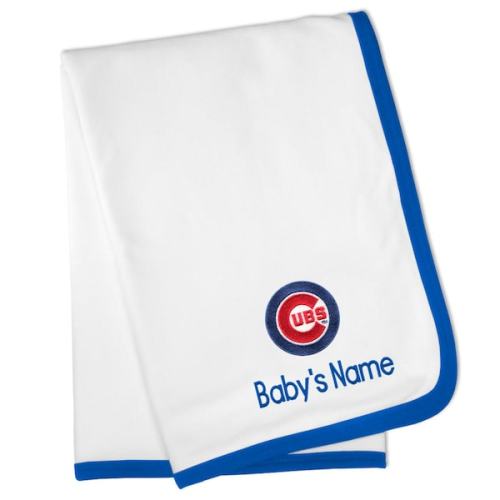 Chicago Cubs Personalized Baby Blanket - White