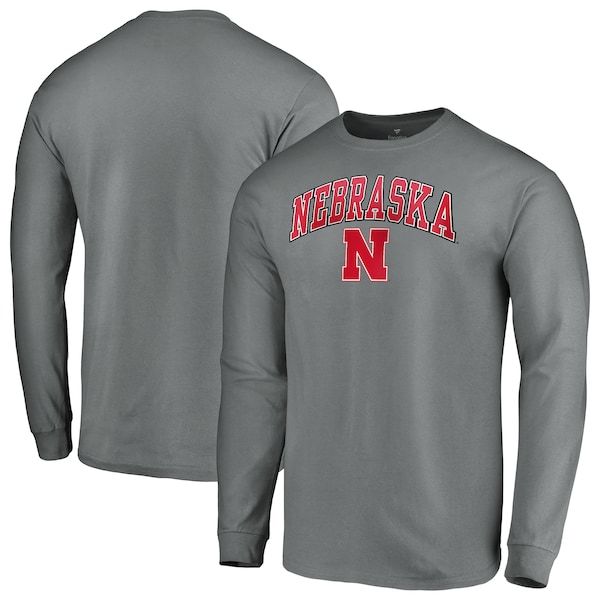Nebraska Huskers Fanatics Branded Campus Long Sleeve T-Shirt - Charcoal