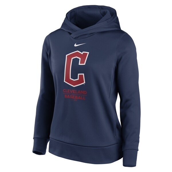 Cleveland Guardians Nike Women's Alternate Logo Performance Therma Pullover Hoodie - Navy