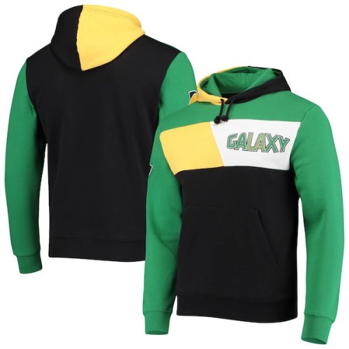 LA Galaxy Mitchell & Ness Colorblock Fleece Pullover Hoodie - Black/Green