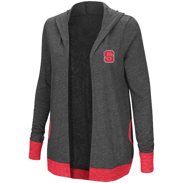 NC State Wolfpack Colosseum Women's Steeplechase Open Cardigan with Hood - Heathered Charcoal