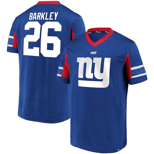 Saquon Barkley New York Giants Fanatics Branded Hashmark Player Name & Number V-Neck Top - Royal