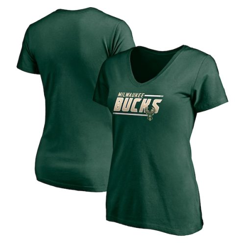 Milwaukee Bucks Fanatics Branded Women's Mascot In Bounds V-Neck T-Shirt - Hunter Green